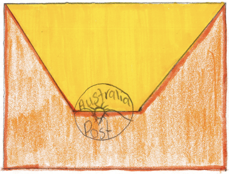 Drawing of envelope with Australia Post stamp