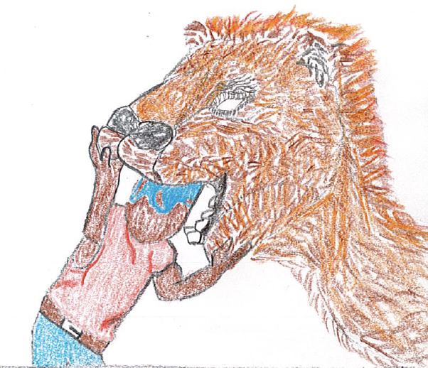 boy with head in camel's mouth